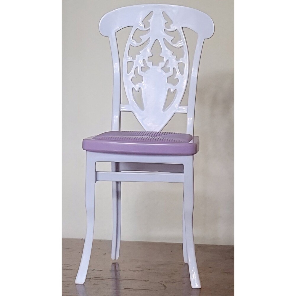 Vintage Barbie Hotel Dining Room Chair White Purple Elegant Filigree Ornate